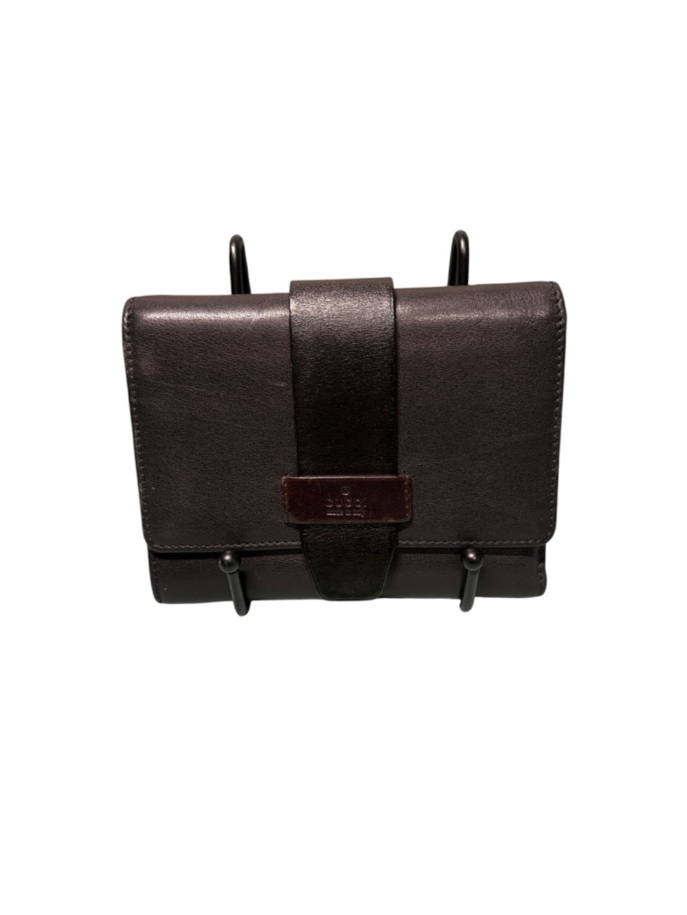 Vintage Gucci Black Smooth Leather Compact Wallet | Tom Ford Era